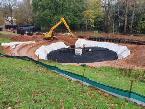 Sidmouth Flood Alleviation scheme during construction