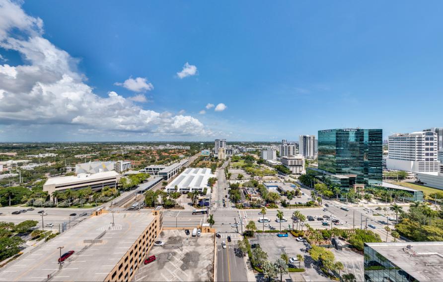 Aerial view of Brightline Bus Central Terminal in Florida