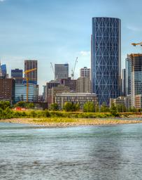 Calgary downtown over water