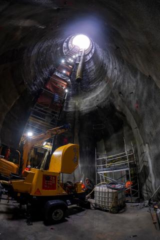 Inside a tunnel looking up - Central Interceptor