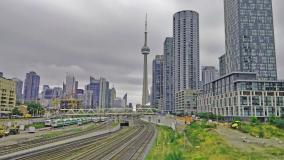 Toronto landscape on the rail