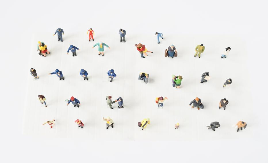 Top view miniature people