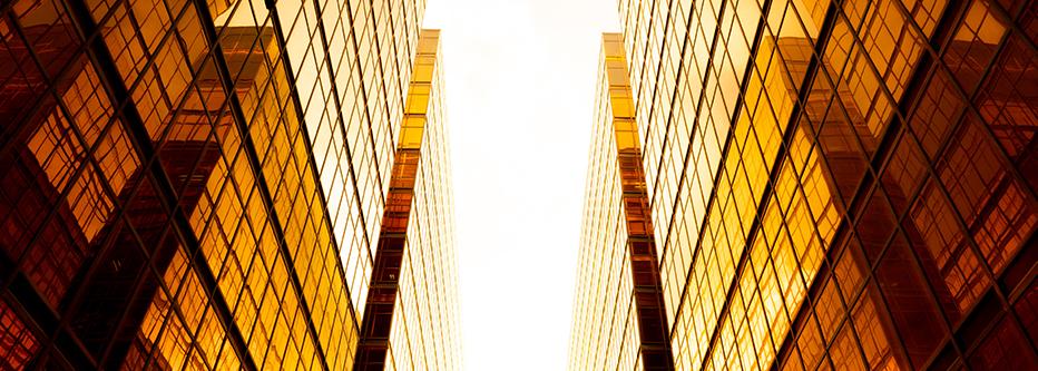 Yellow glass buildings