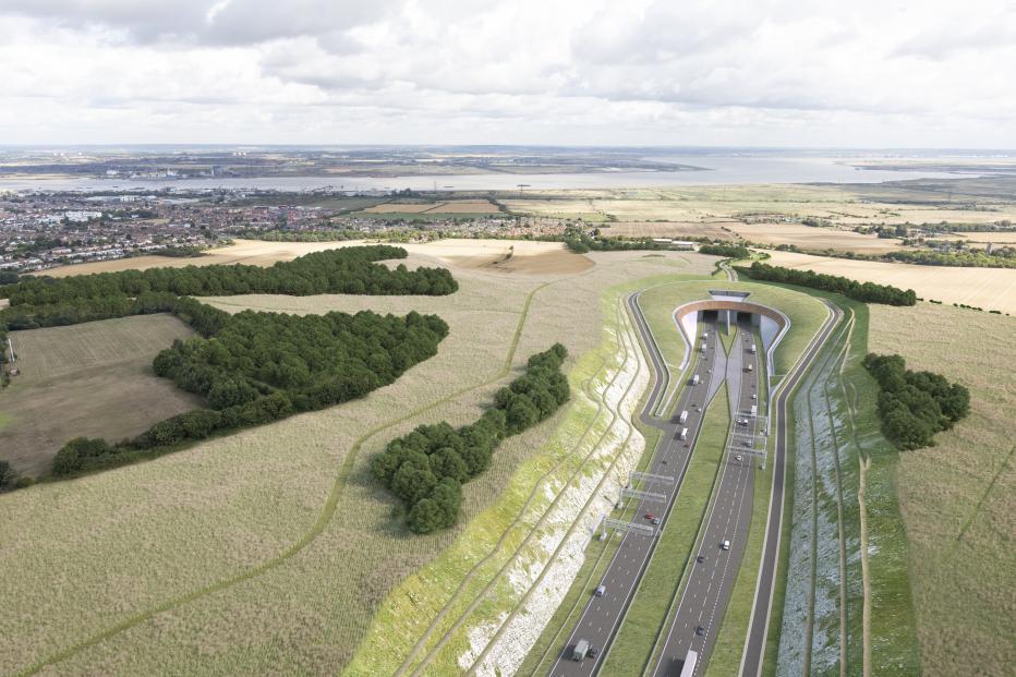 Visualization of Lower Thames Crossing aerial view