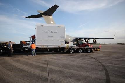 Jacobs offloading Mars rover hardware items.