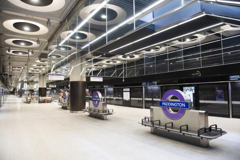 Image of station platform and seating at Paddington station