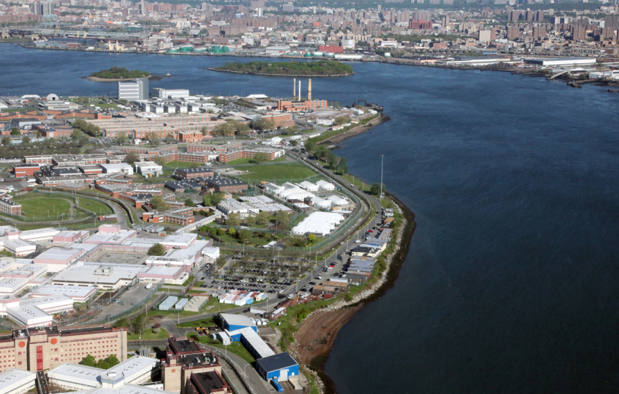 Aerial view of Rikers Island