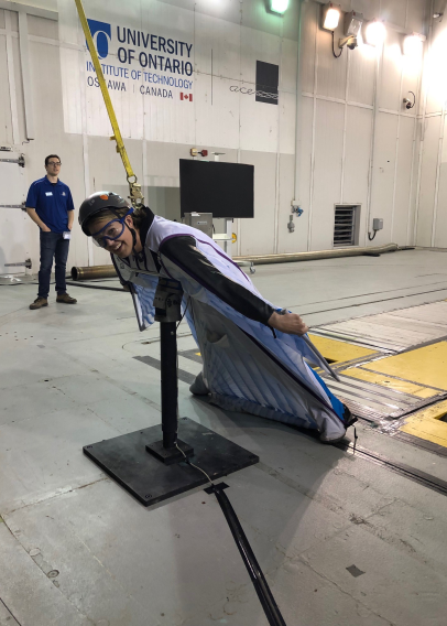 Ashley Dittberner in a wind tunnel