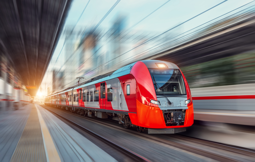 Red high speed train